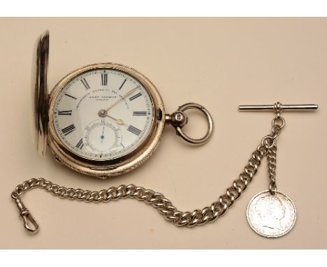 A Victorian John Forrest of London silver pocket watch, hallmarks for Chester 1899, CH stamped to suspension ring, the white 