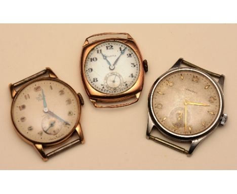 A Longines stainless watch head circa 1950's/60's, the dial with baton numerals and subsidiary seconds dial, marked Longines,
