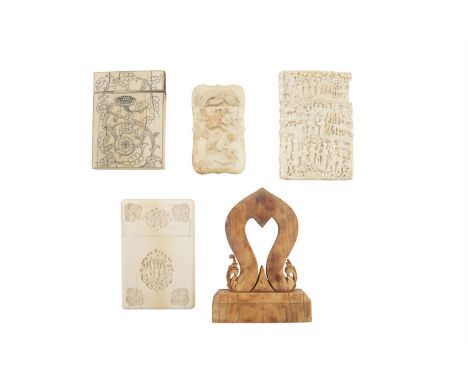 ***PLEASE NOTE: THIS ITEM CONTAINS OR IS MADE OF IVORY***A COLLECTION OF THREE CHINESE CARVED IVORY CARD CASES, 19th century,