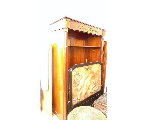 Mahogany Empire style wardrobe with upper shelf and brass decoration to the upper freeze (approx 46"w x 22" x 82"h)