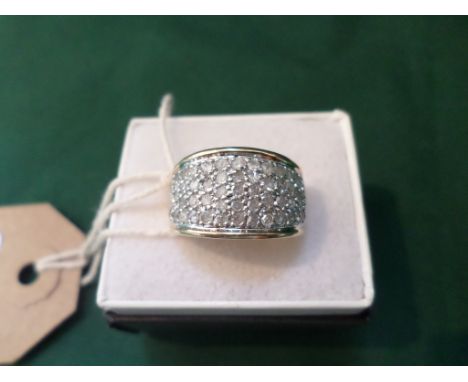 Pave set diamond ring approx 1.5ct, 50 stones (size O)