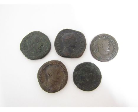 A collection of Roman style bronze coins, Sestertius + Dupondis examples 