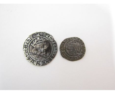 Henry VIII (1509-1547) A hammered silver groat, young portrait, second coinage. Plus a Canterbury mint half groat 