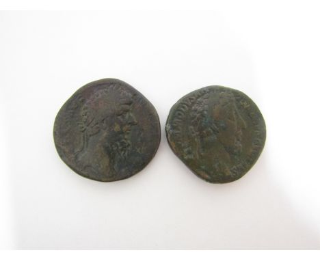 Two Roman bronze Sestertius Lucius Verus (161-169AD) and Commodus (177-192AD)