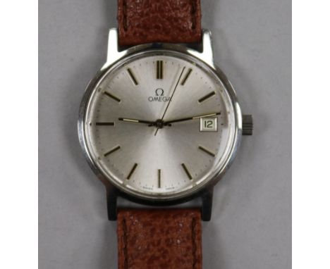 A gentleman's 1970's stainless steel Omega manual wind wrist watch, movement c.1030.