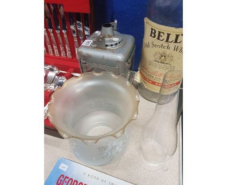 VINTAGE OIL LAMP SHADE &amp; FUNNEL 