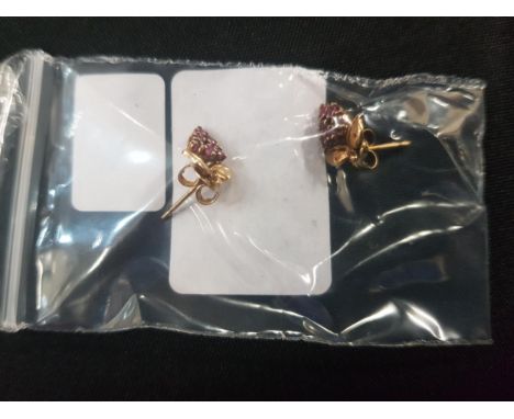 PAIR OF 9 CARAT GOLD &amp; RUBY EARRINGS 