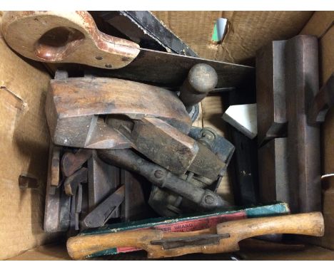 Box of vintage woodworking tools