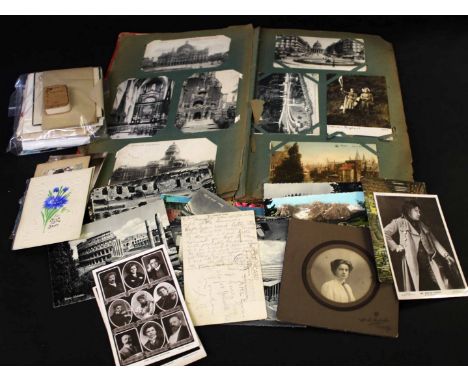 Old postcard album circa 200 postcards, plus approximately 70 loose, predominantly early, many postally used including some m