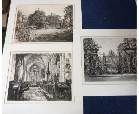 WILLIAM MONK: 3 Oxford etchings ex ~The Calendar~, comprising The Garden Gate, Trinity College, 1901; The Latin Chapel, Chris