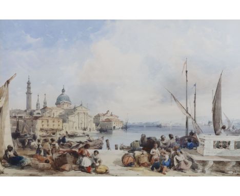 Edward Pritchett (1828-1864) View of Venicewatercoloursigned22.x32cm.Probably a little faded but still retaining good strengt