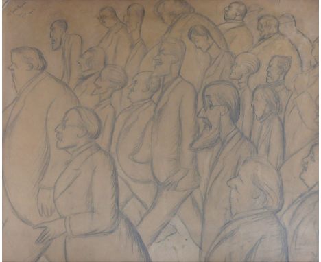 § § Sir Max Beerbohm (1872-1956) 'March of The Gentlemen'pencil on paper study for a muralsigned and dated 1922, inscribed 'F