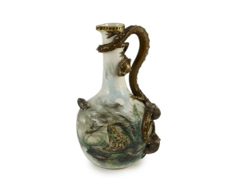 An unusual Royal Worcester ‘frog and mice’ ewer, c.1880, modelled with three mice clambering over the lower half of the body 