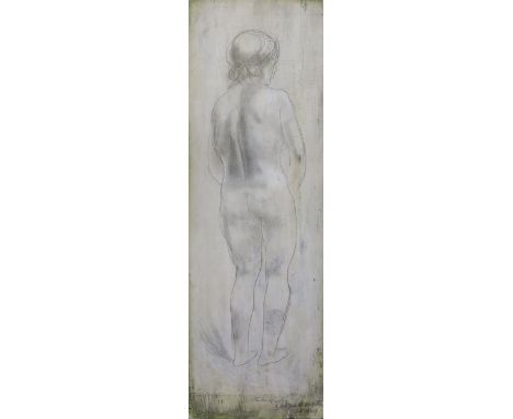 § § Dame Barbara Hepworth (1903-1975) 'Girl (Pillar) 1949'oil and pencil on boardsigned and dated October 1949 and inscribed 