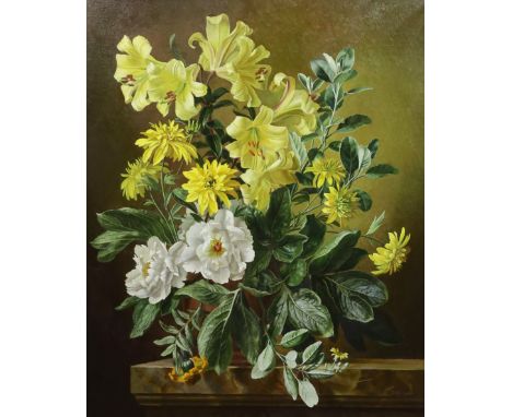 § § Gerald A. Cooper (1898-1975) 'Flowerpiece'oil on canvassigned75 x 62cmOil on original canvas which has a slight undulatio