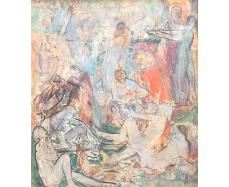 Dame Ethel Walker ARA RBA RP DBE (1861-1951) 'The Four Seasons'ink and watercolourexhibition labels verso50 x 44cmWatercolour