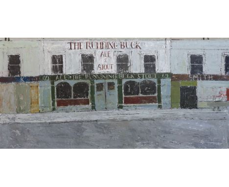 § § Brian Hagger (1935-2006) 'Façade'oil on boardsigned and dated 1964 verso60 x 121cmOil on board in honest original conditi