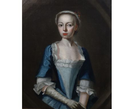 Circle of Joseph Highmore (1692-1780 Portrait of a lady thought to be Lady Sinclair, wife of Robert Sinclair of Geiseoil on c