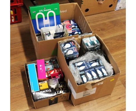 Three boxes of light bulbs