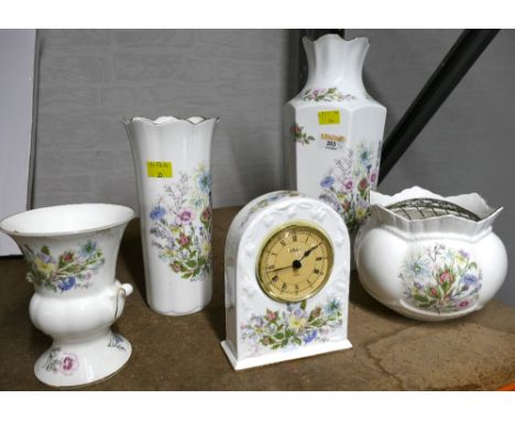 Collection of Aynsley Wild Tudor to include a clock 