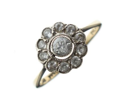 White sapphire daisy cluster dress ring, size M½, 2.5g gross approx Condition: