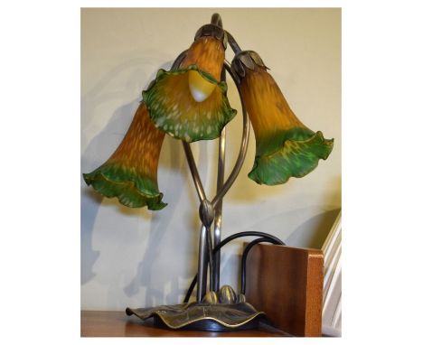 Modern three-light table lamp in the French Art Nouveau taste   Condition: 