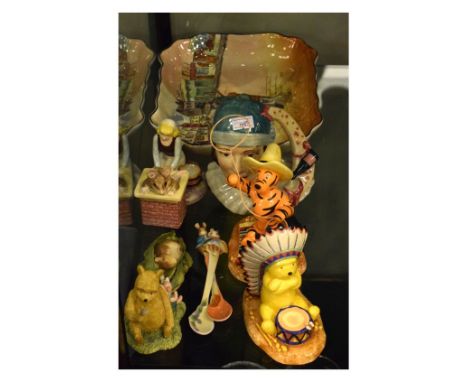 Royal Doulton Winnie The Pooh figures, Royal Doulton Series Ware dish etc (part shelf)   Condition: 