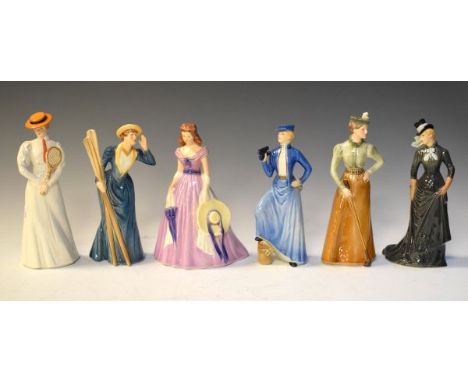 Six Goebel figures - Southern Belle, On The Fairway, Equestrian, Centre Court, Gentle Breezes and River Outing   Condition: 