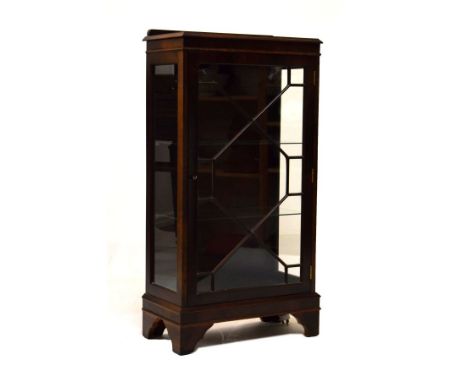 Mid 20th Century mahogany side cabinet having a thirteen-pane astragal-glazed door enclosing two glass shelves   Condition: 