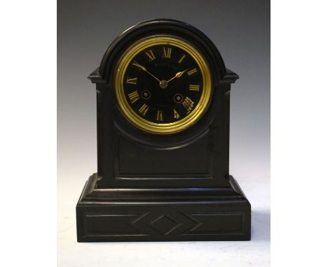 Late 19th/early 20th Century slate mantel clock, the black dial inscribed Miller &amp; Sons, London, 25cm high   Condition: 