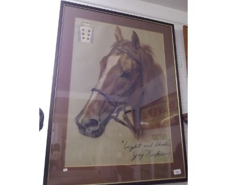 Jay Kirkman - pastel portrait of a horse "Light and Dark" - 89 x 48cm 