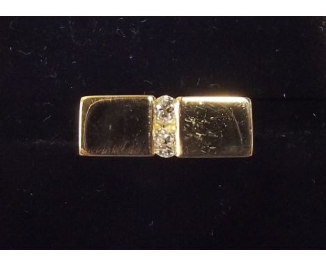 A 1970's 18ct gold ring set two diamonds by Allen Gard, size K