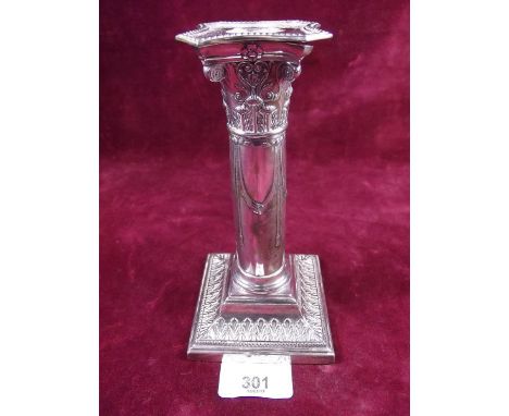 A silver Corinthian  column candlestick, 16cm - Sheffield 1908