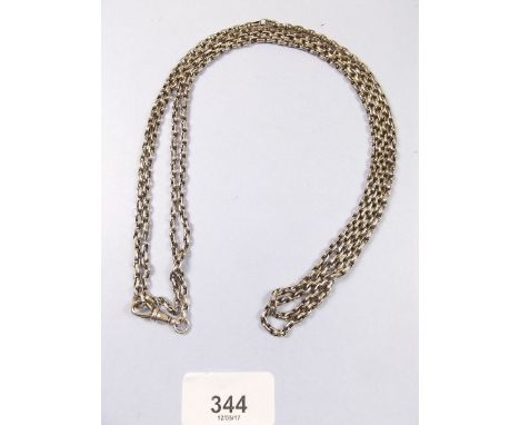 An Edwardian long silver fob chain 