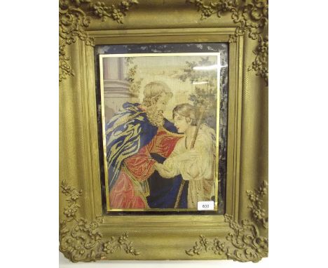 A Victorian petit point tapestry depicting The Prodigal Son 34 x 24cm