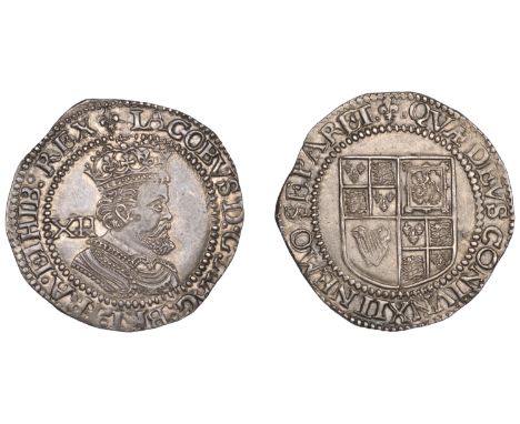 James I (1603-1625), Third coinage, Shilling, mm. lis, sixth bust, 6.07g/4h (Morrieson pl. II, 16; N 2124; S 2668). Extremely