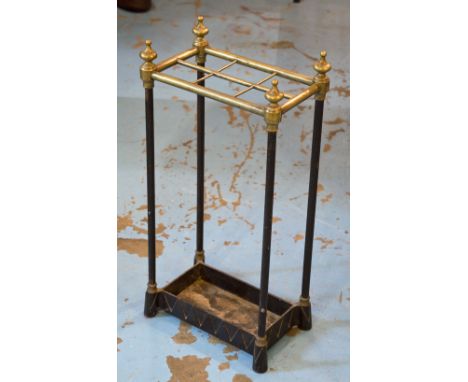 STICK STAND, Edwardian, iron and brass, 62cm H x 31cm W x 19cm D.