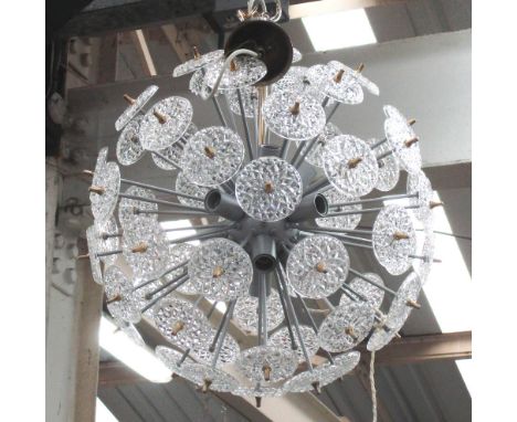 CHANDELIER, Murano Sputnik originally purchased from Valerie Wade, 55cm diam. plus chain. (with faults-one disc broken/two re