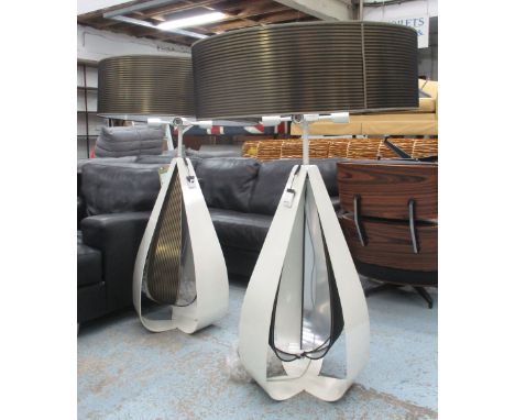 ITALAMP STUDIO FLOOR LAMPS, Superba 3060, a pair, white metal with dimmer switch for diffused lighting effect and black and g