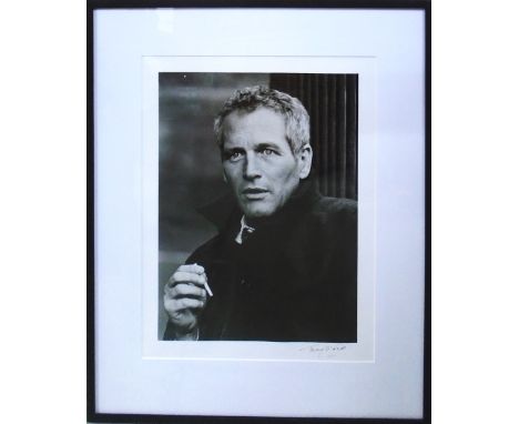 TERRY O'NEIL, 'Paul Newman', silver gelatin print, signed lower right, 46cm x 36cm, framed and glazed. (Subject to ARR - plea