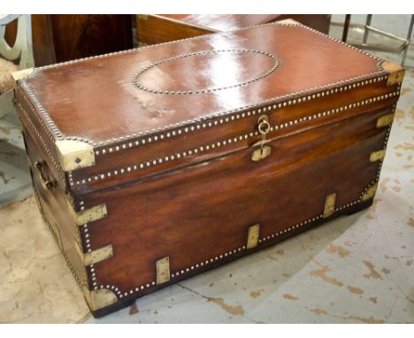 TRUNK, early 19th century English brass studded leather with rising lid and carrying handles, 107cm x 57cm x 56cm H. 