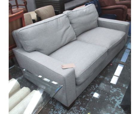 KINGCOME SOFA, two seater in grey fabric on square supports, 180cm L.