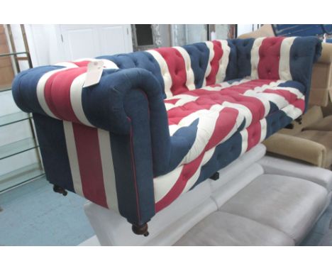 UNION JACK WESTMINSTER BUTTON SOFA, by Timothy Oulton, buttoned backed in fabric upholstery, 230cm x 100cm x 78cm approx.(aut