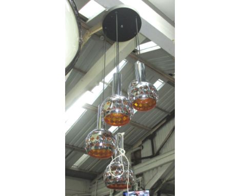 CEILING LAMP, five pendant, French 1960's, approx. 90cm drop.