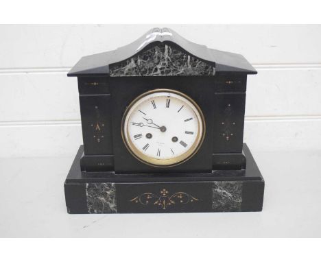 19TH CENTURY FRENCH SLATE AND MARBLE CASED MANTEL CLOCK