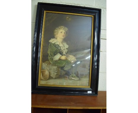 PEARS SOAP ADVERTISING PRINT 'BUBBLES' IN EBONISED FRAME, 87CM HIGH