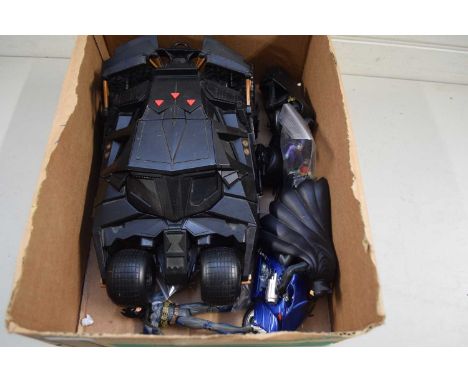 CORGI BATMAN MOTORBIKE AND FIGURE TOGETHER WITH A DC COMICS BATMOBILE