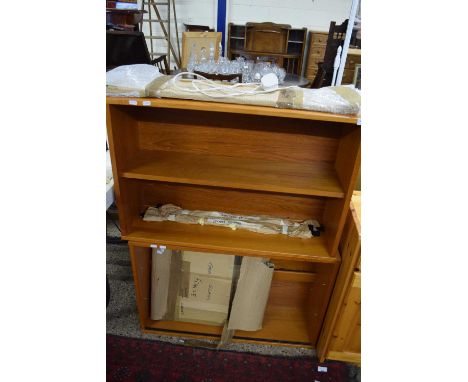 TWO TAPLEY MID-CENTURY TEAK CABINETS, ONE WITH SLIDING GLASS DOORS AND SHELVES, THE OTHER WITH A SINGLE FIXED SHELF, BOTH 84C