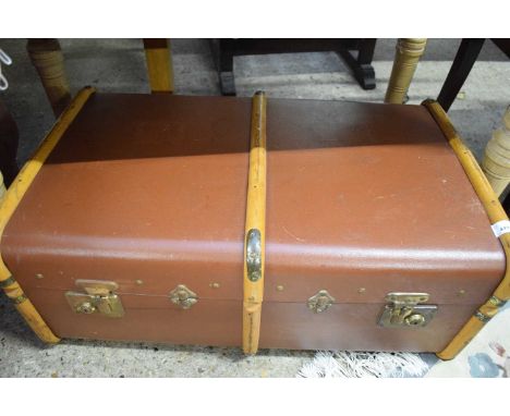 WOOD BOUND TRAVEL TRUNK, 76CM WIDE