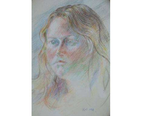 SIR KYFFIN WILLIAMS RA pastel - portrait of a young girl (the late young daughter of the vendor), oval format, signed with in